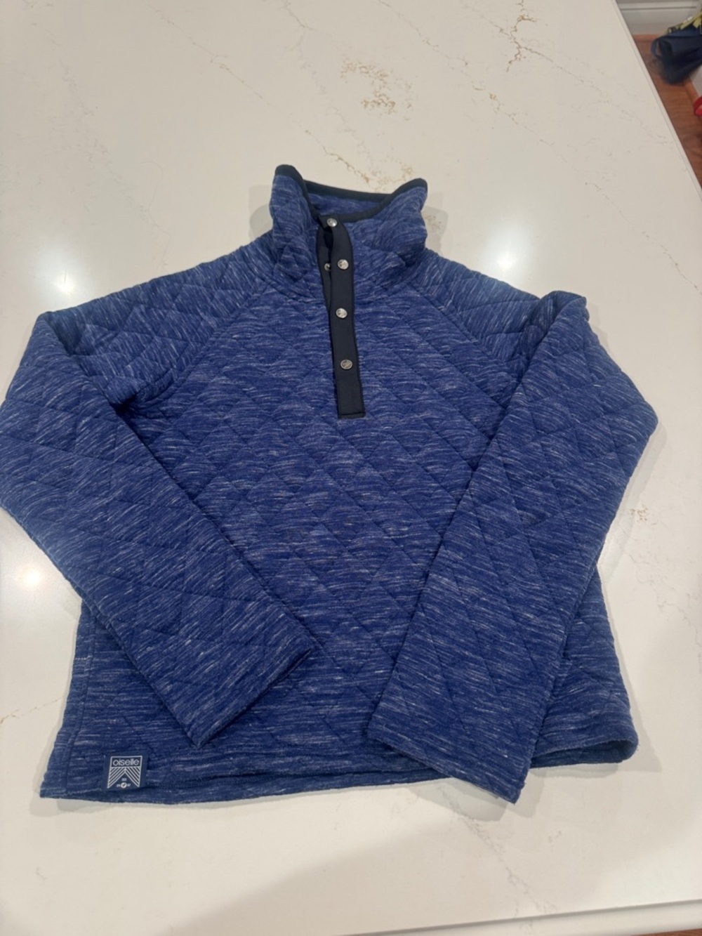 Oiselle Navy Heathered Logo Tee